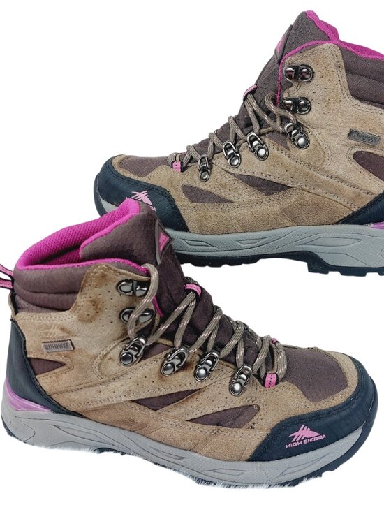 High Sierra Shoes - High Sierra Trekker Women's Brown Pink Lace-Up Waterproof Hiking Boots Size 7.5